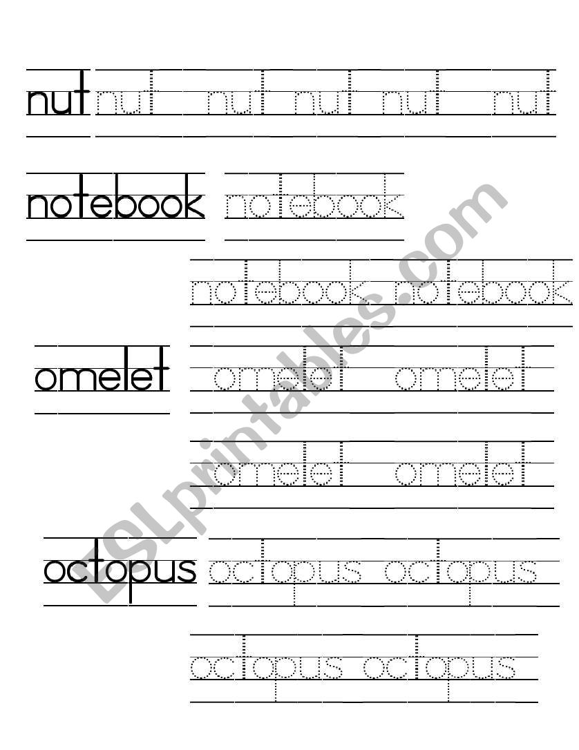 Alphabet n - q worksheet