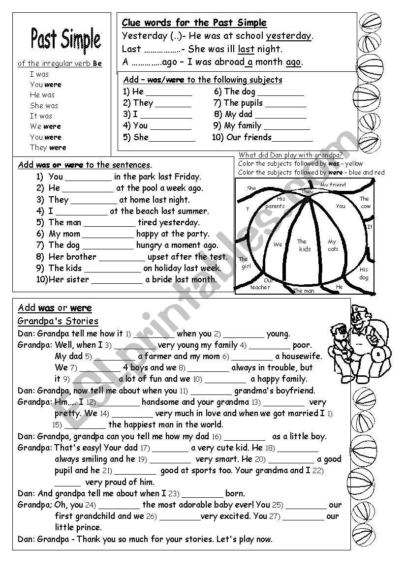 Past Simple WAS WERE ESL Worksheet By Ronit85