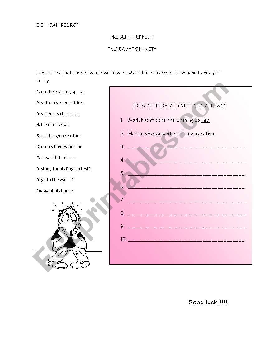 present perfect worksheet