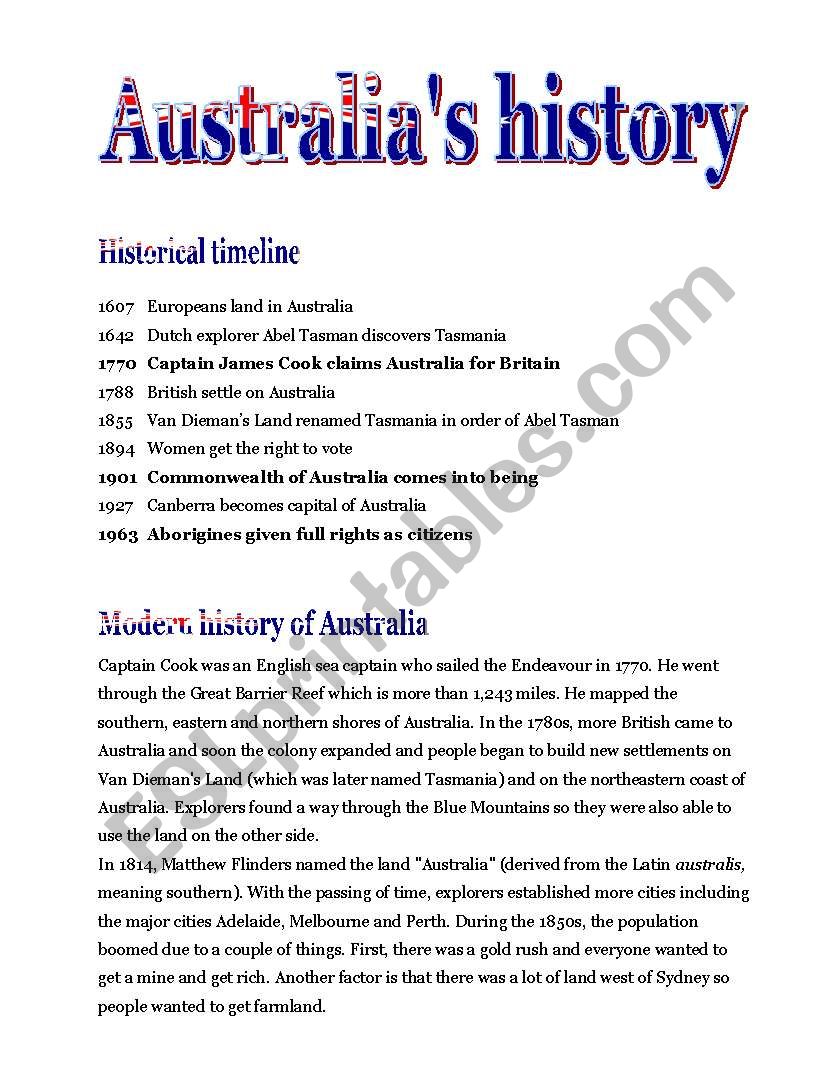 australia s history the aborigines and the outback esl worksheet by evelyn 1981