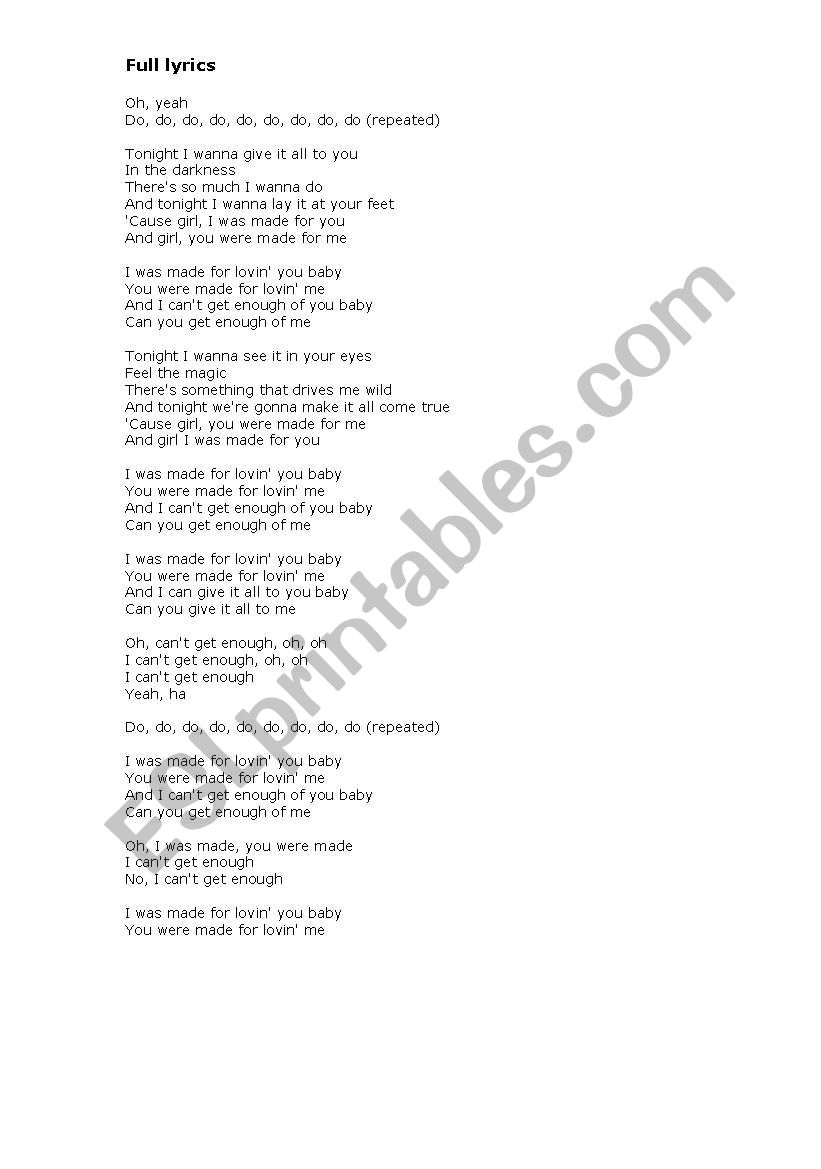 I was made for lovin you lyrics 278737-I was made for loving you lyrics ...