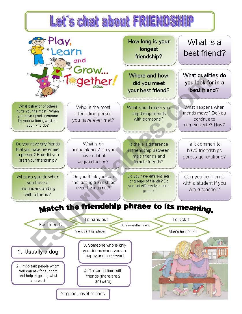 Let S Chat About Friendship Esl Worksheet By Swanhime