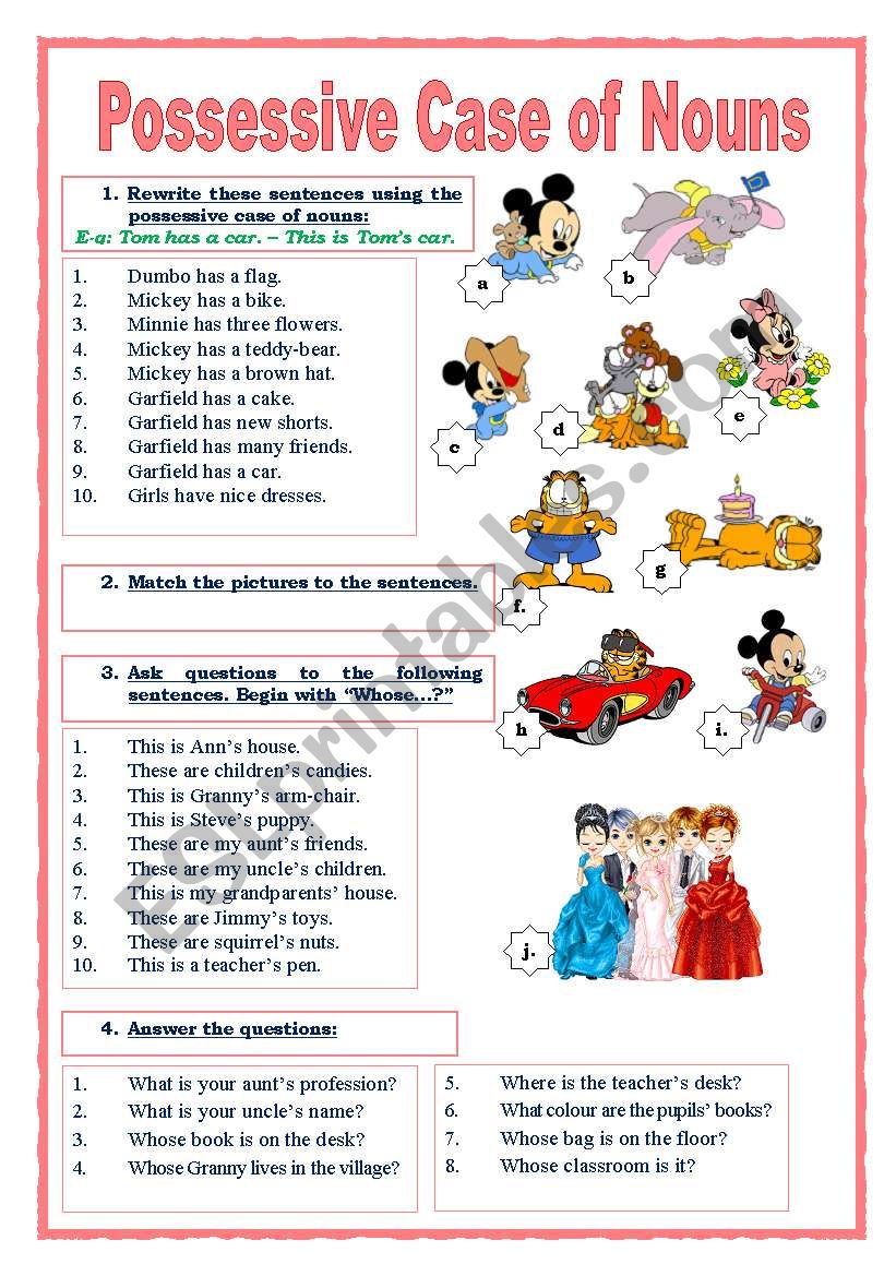 Possessive Case ESL Worksheet By Yuliya888