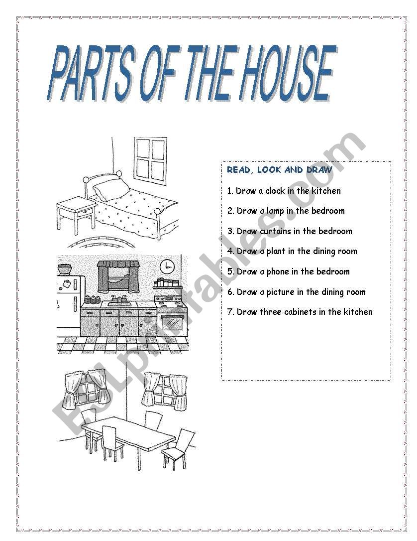 Parts of the house worksheet