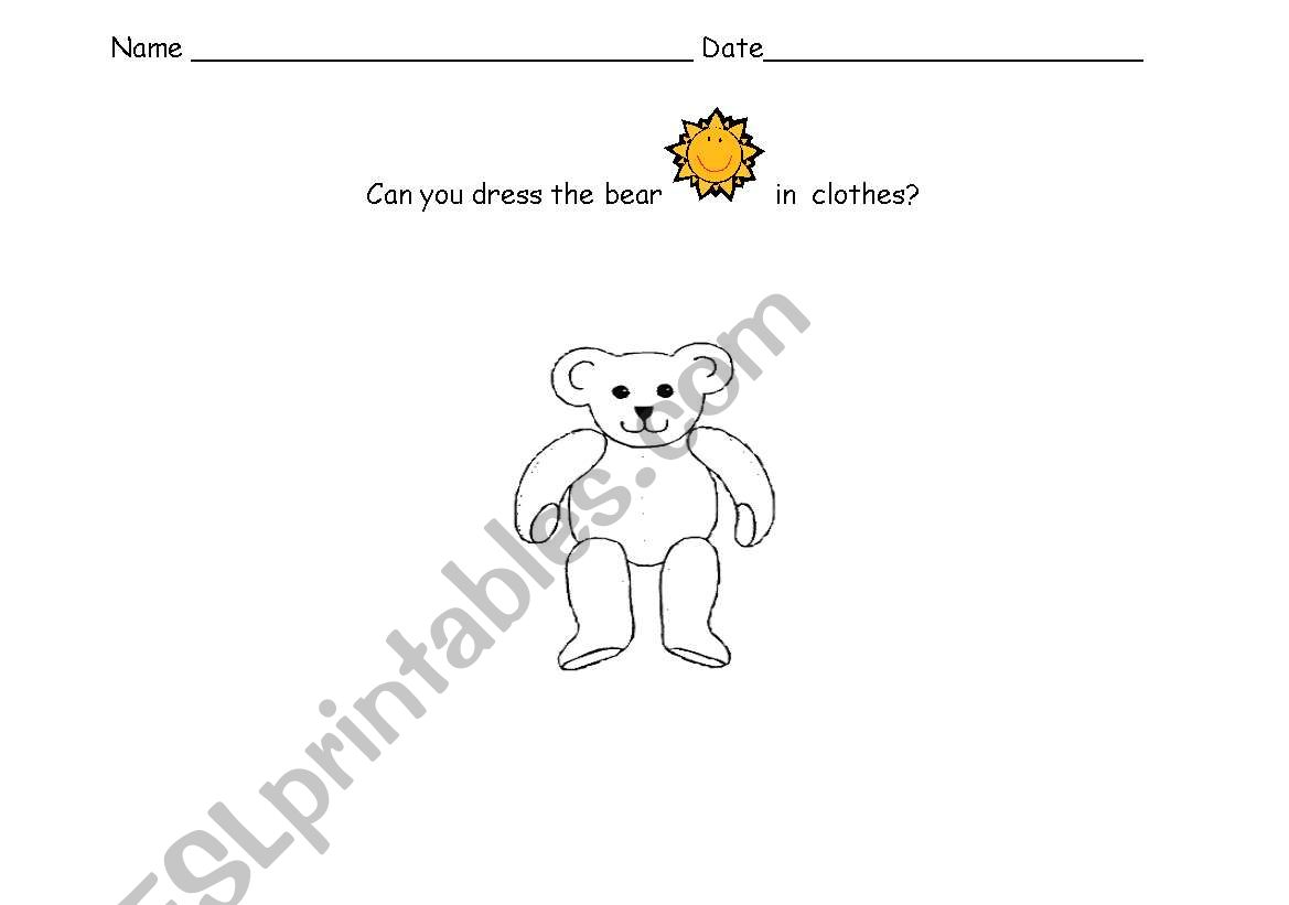 Bear Clothes worksheet