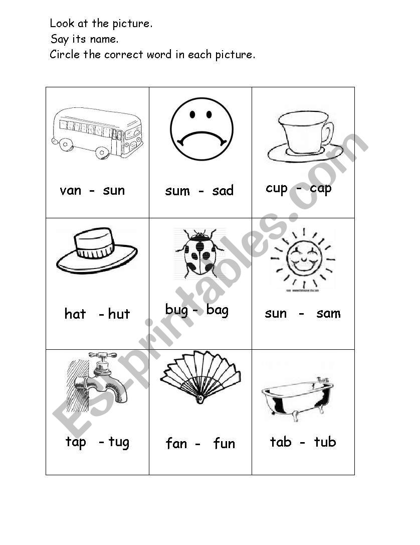 To reinforce the vowel sound ´u´ and ´a´ - ESL worksheet by tasneem.taha