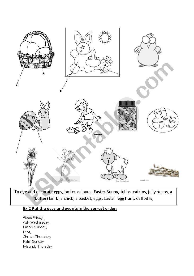 Easter vocabularu worksheet