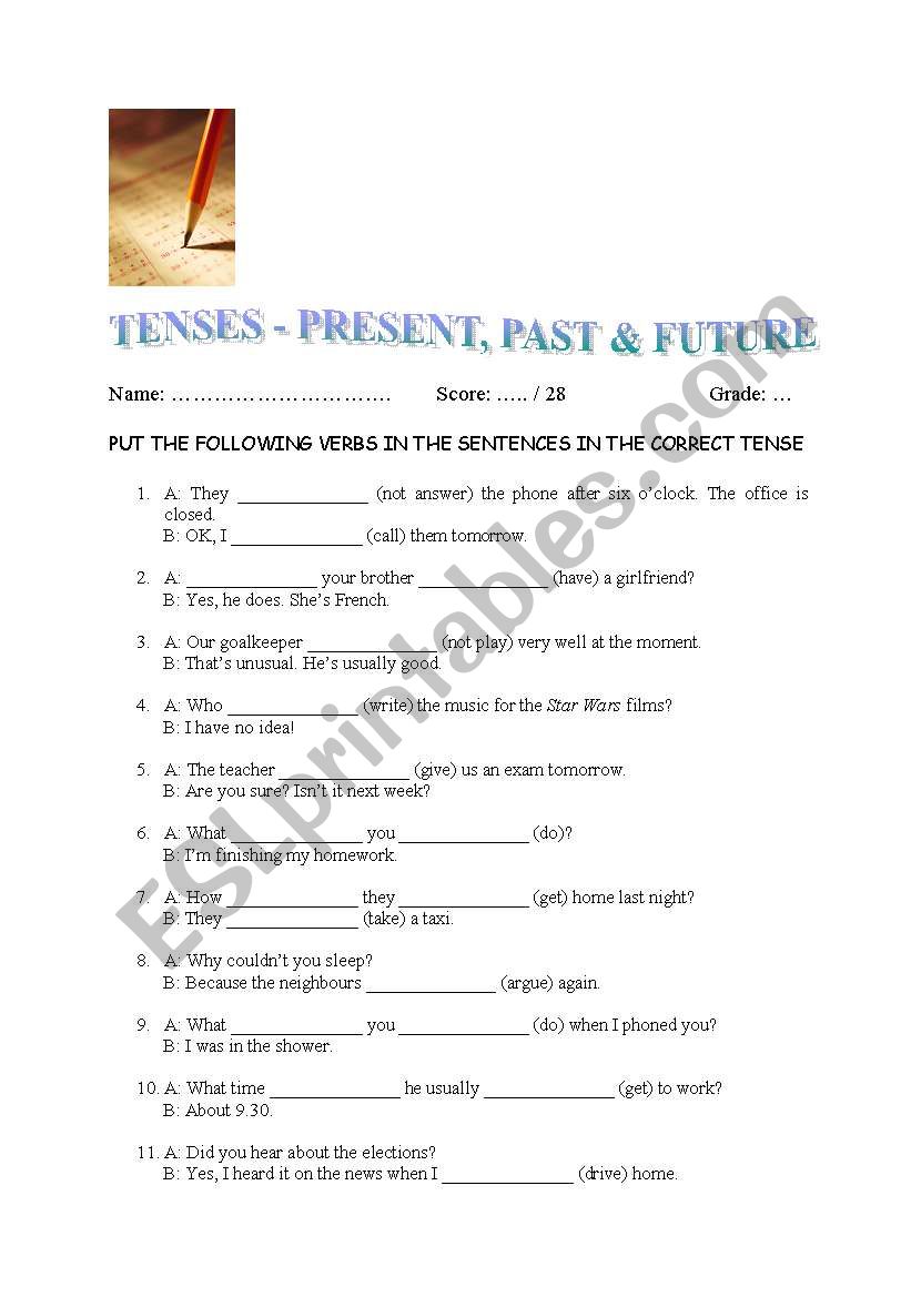 Tenses - Present, Past & Future.