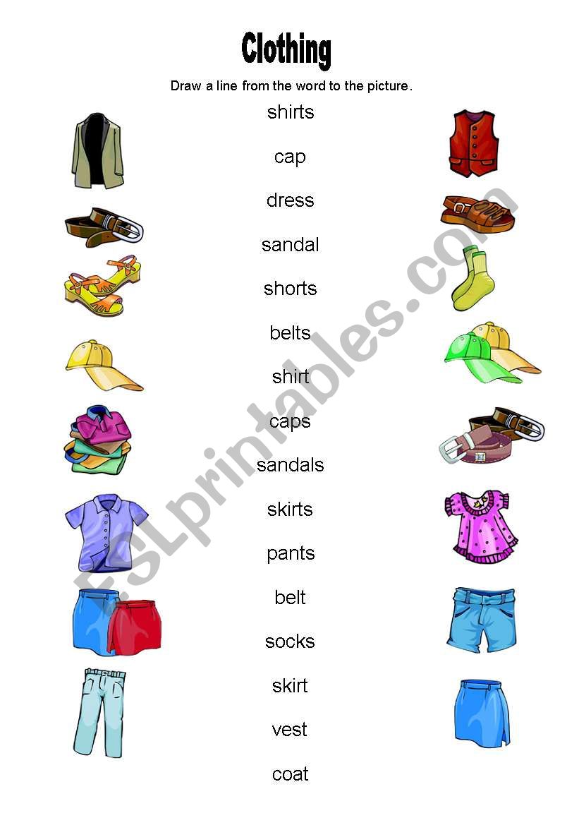 clothes worksheet