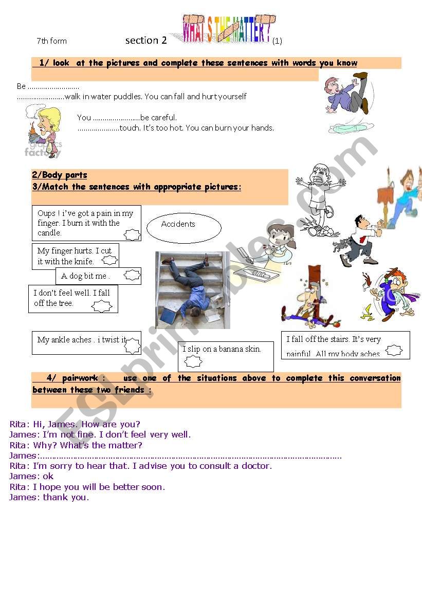 what´s the matter? talking about ailments - ESL worksheet by joliali