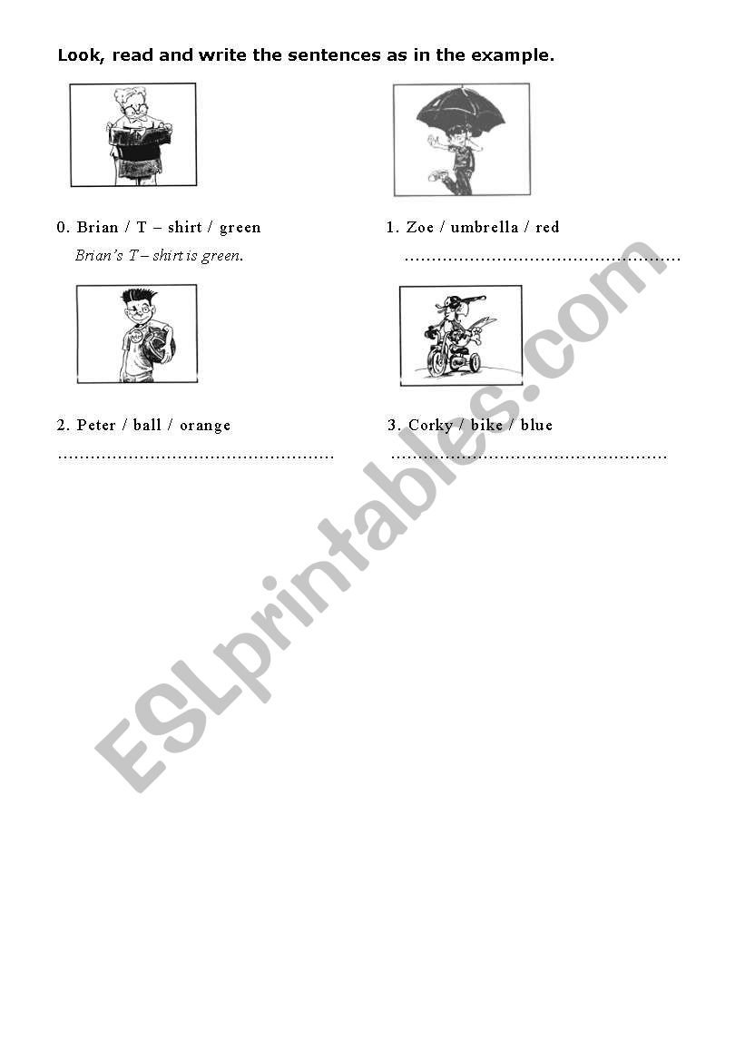 possesive s worksheet