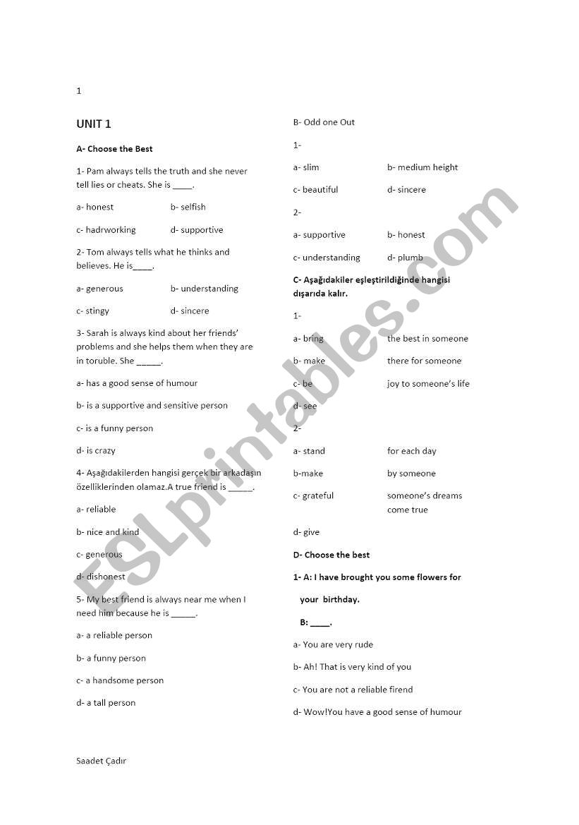 adjectives and connectors worksheet