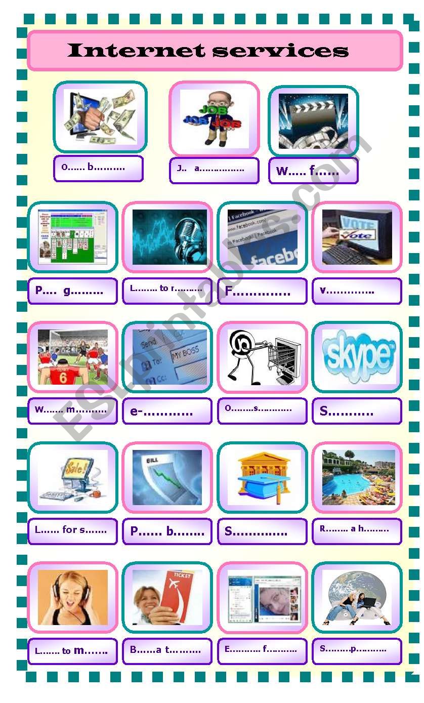 internet services : c -test worksheet