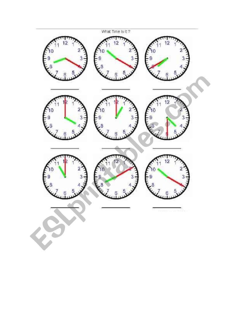 what time is it? worksheet