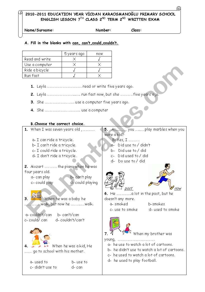 Second term second written exam for 7th classes (SPRING 7)