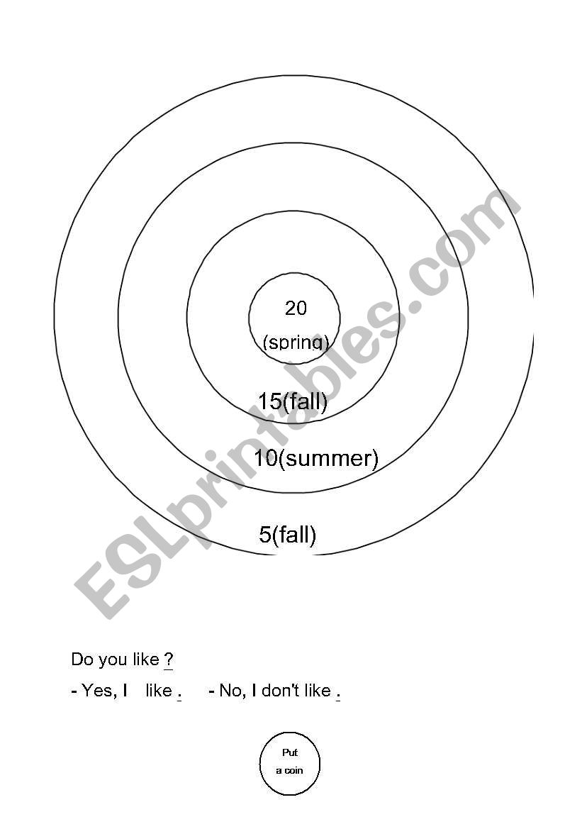 Flicking game for seasons worksheet