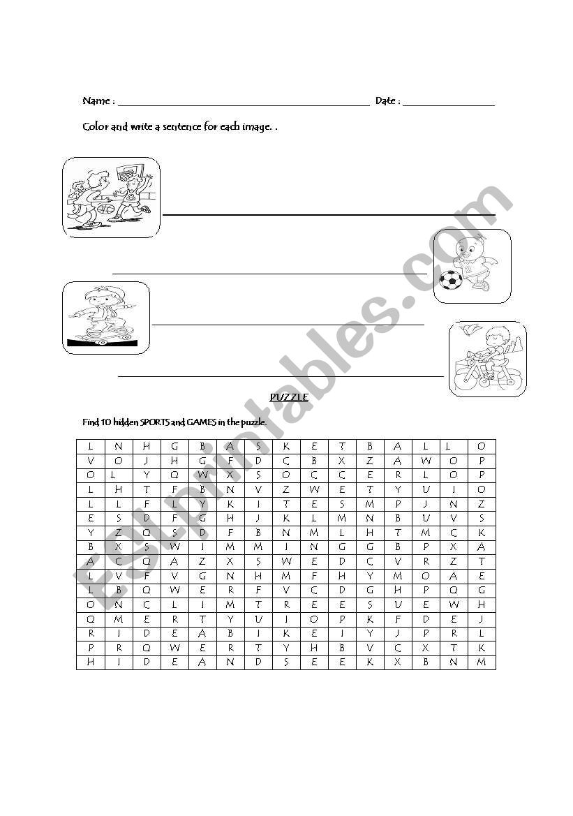 Sports and games  worksheet