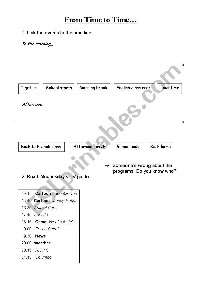 English Worksheets From Time To Time 