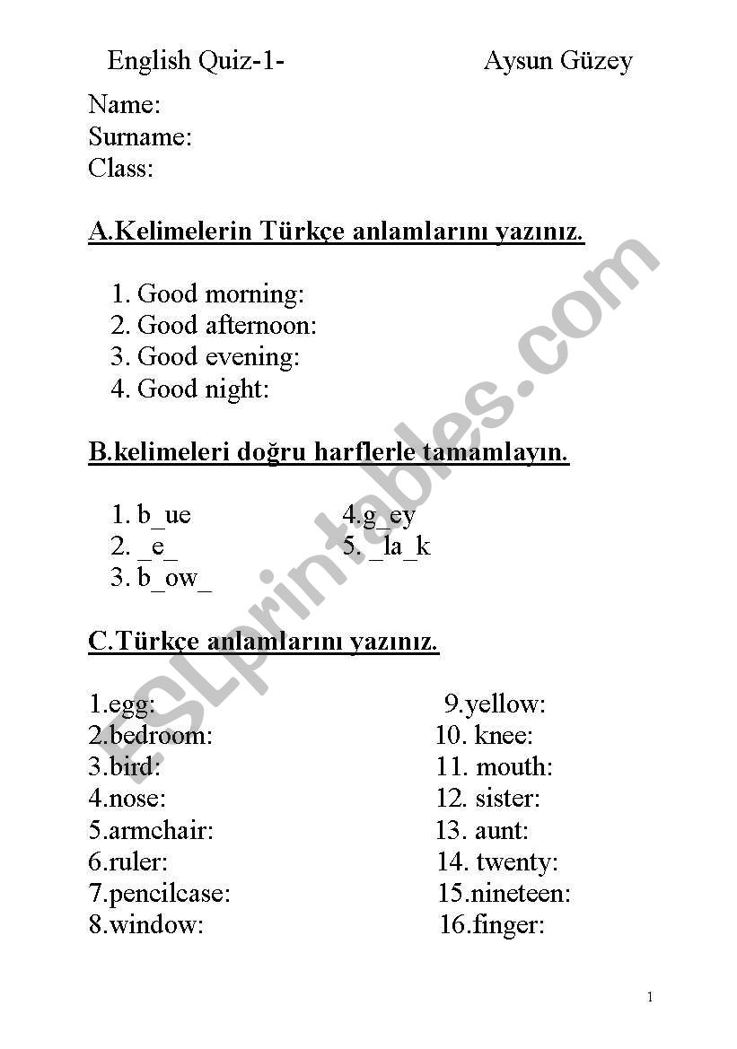 quiz worksheet