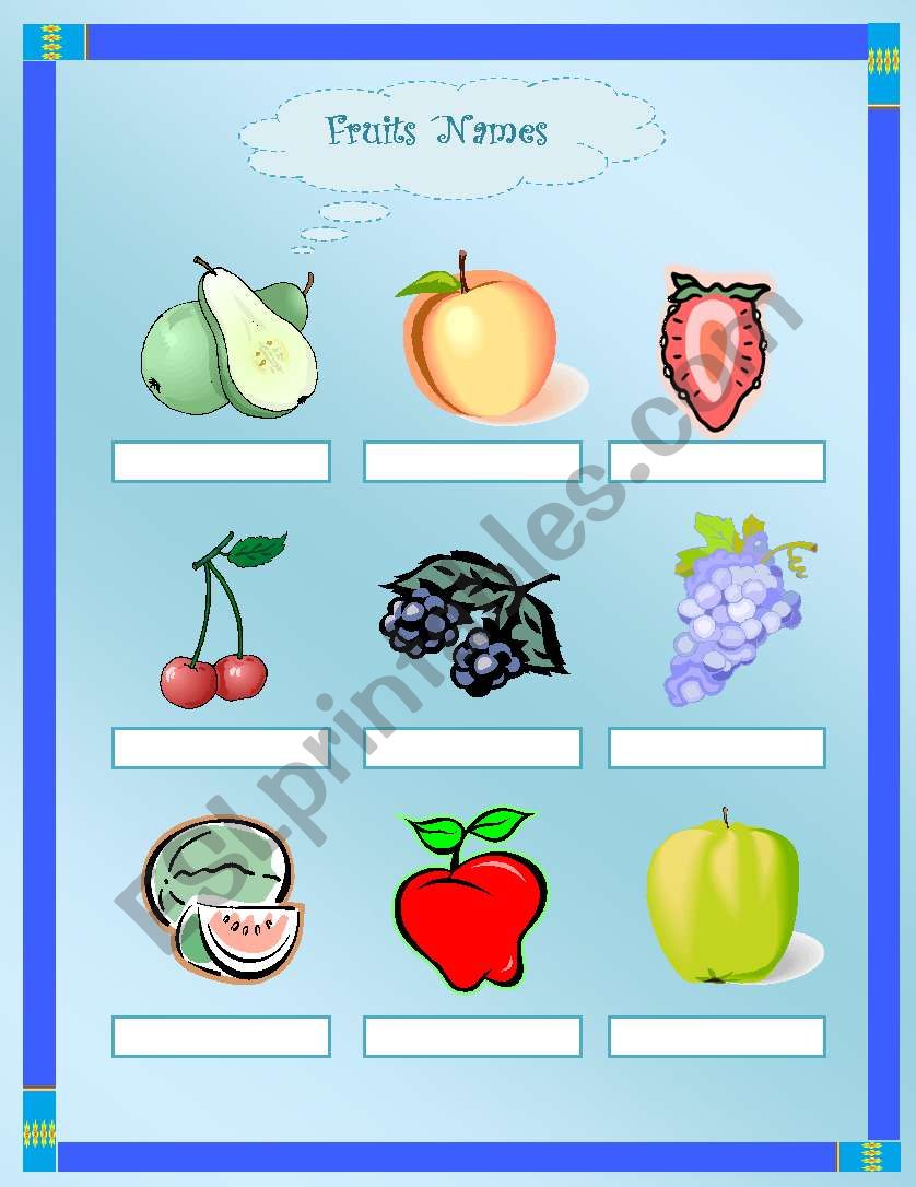 Fruits Names worksheet