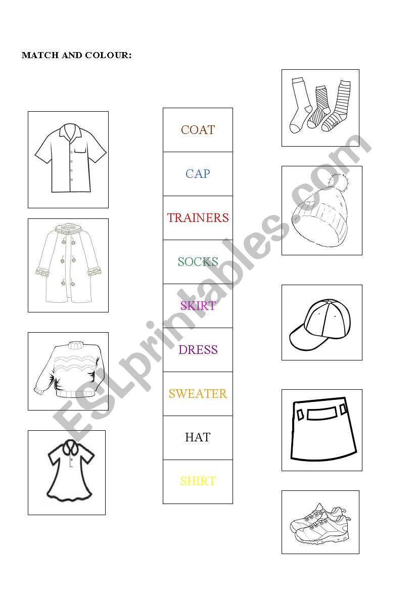 match the clothes worksheet