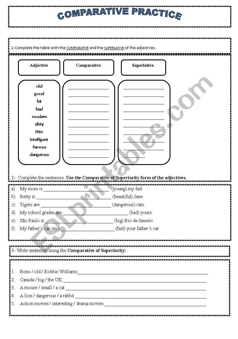 Comparative Practice worksheet