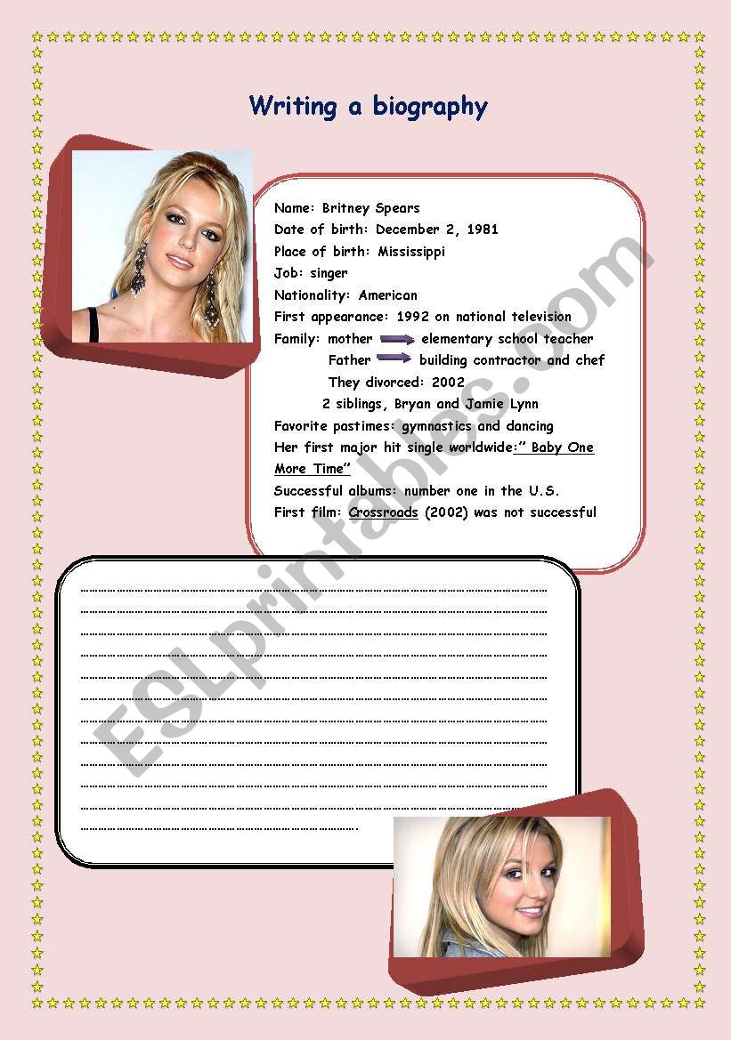 how to write a biography worksheet