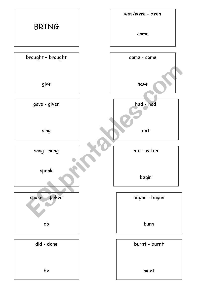 Irregular verb loop worksheet