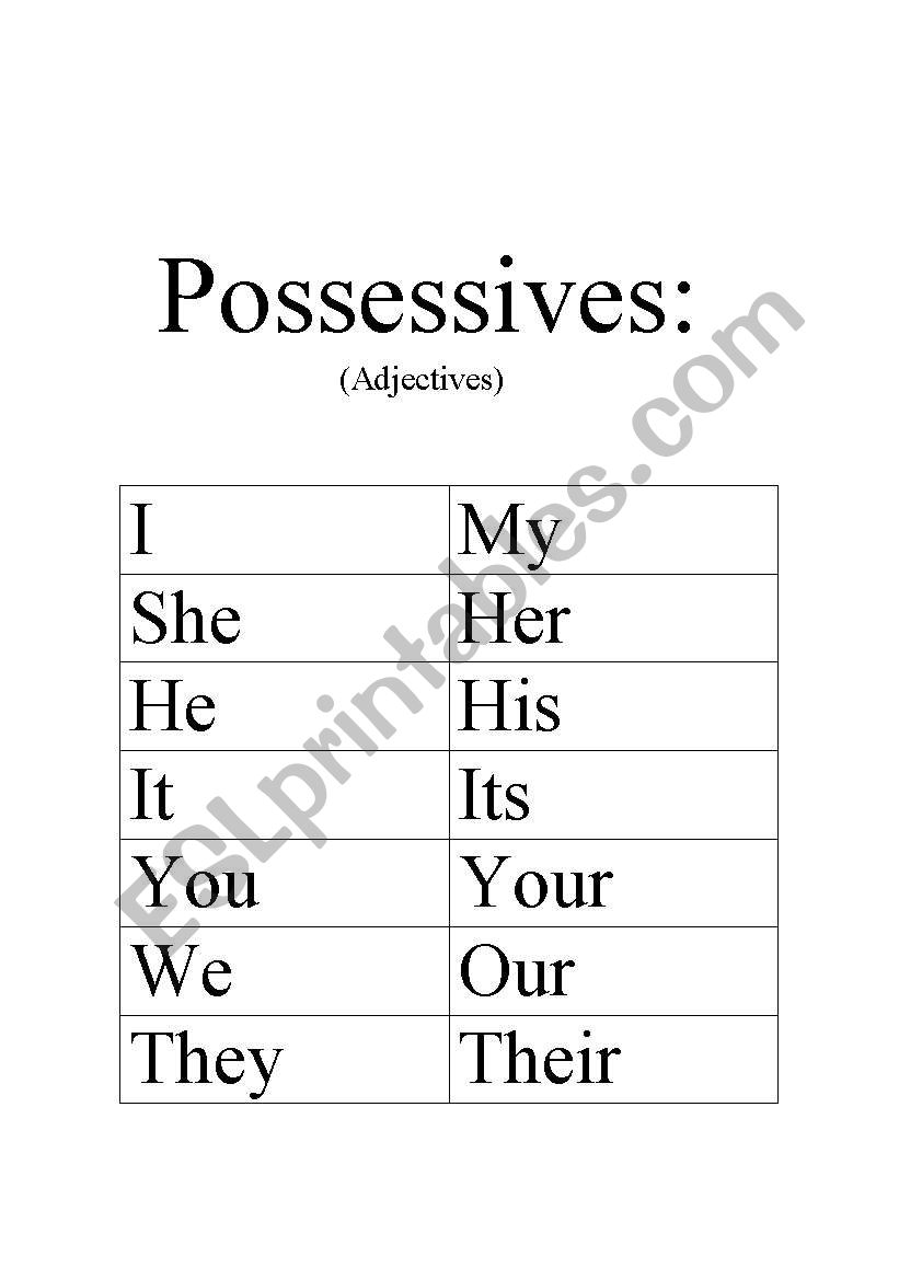 Possessives Adjectives worksheet