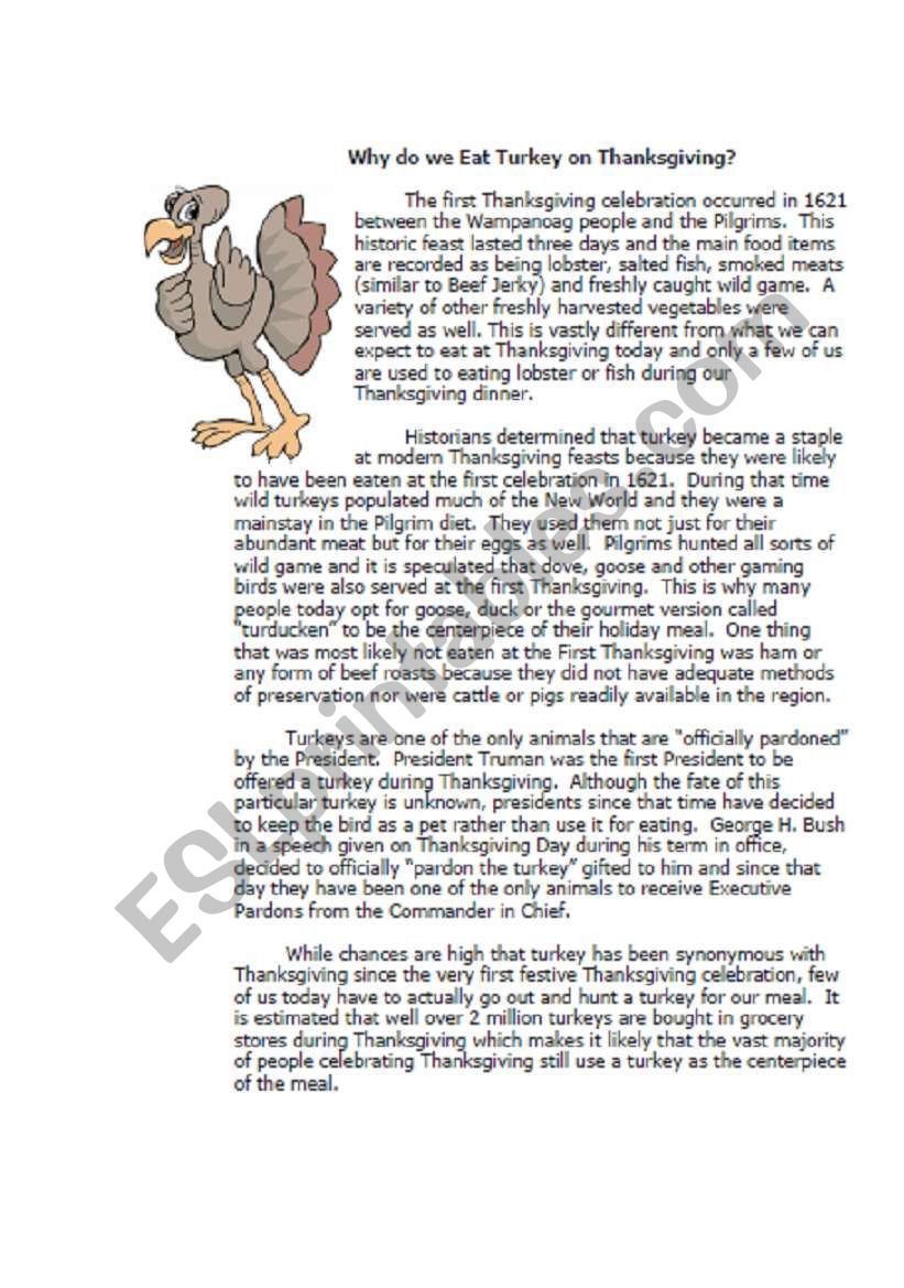 history thanksgiving - ESL worksheet by edurnef