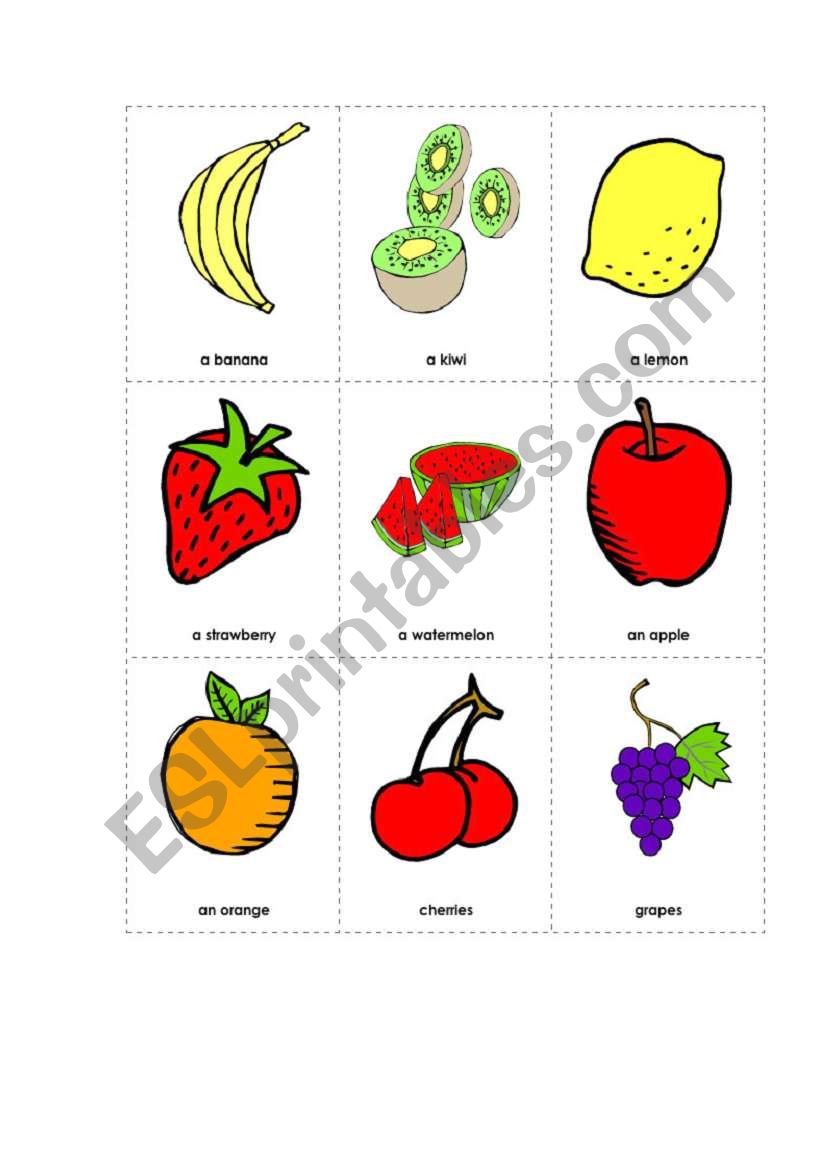 Picture cue cards FRUIT worksheet