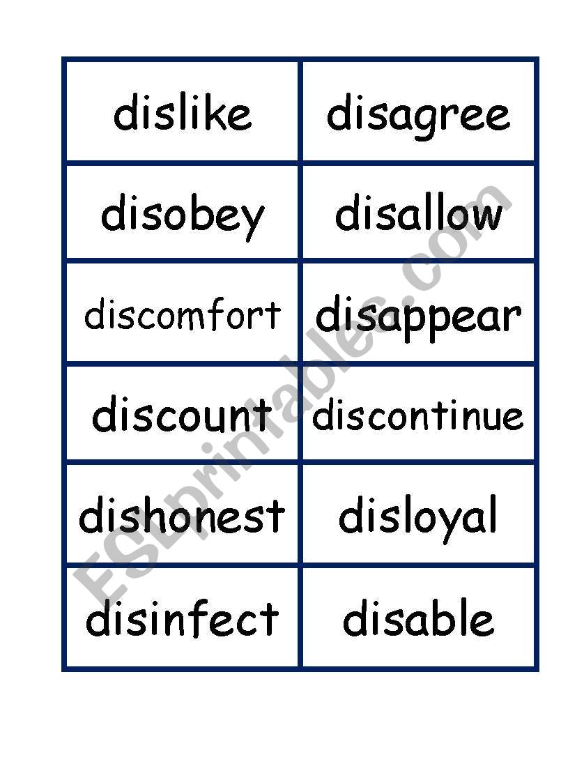 Prefixes Dis Word And Definition Match ESL Worksheet By GavinCM