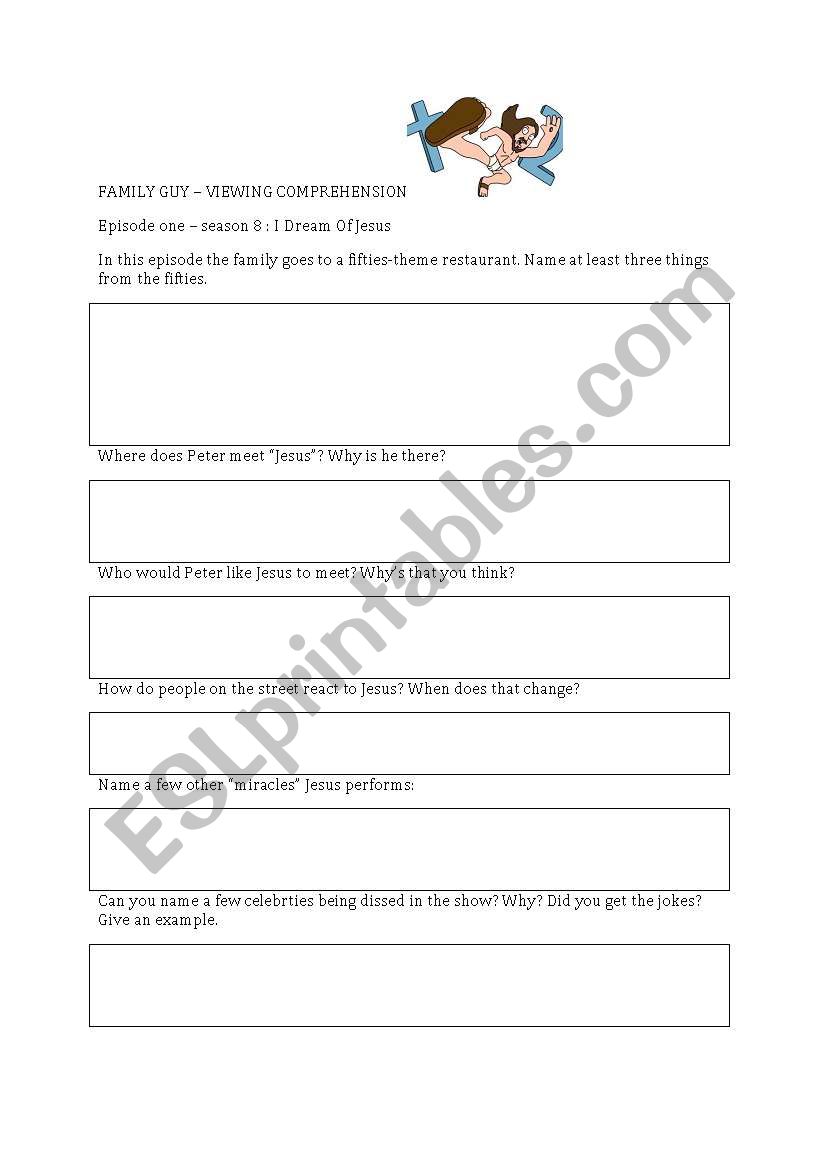 family guy worksheet worksheet