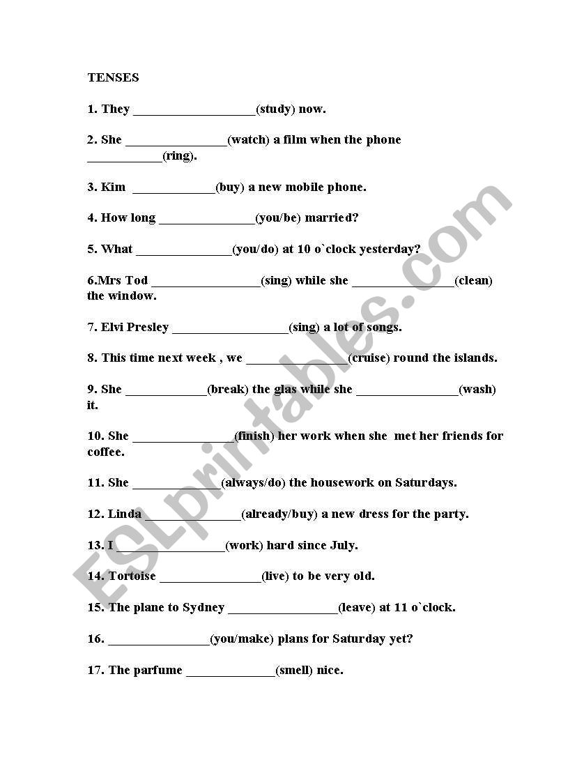 TENSES REVISION worksheet