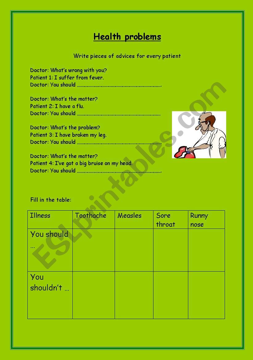 health-problems-esl-worksheet-by-dokuczaczka