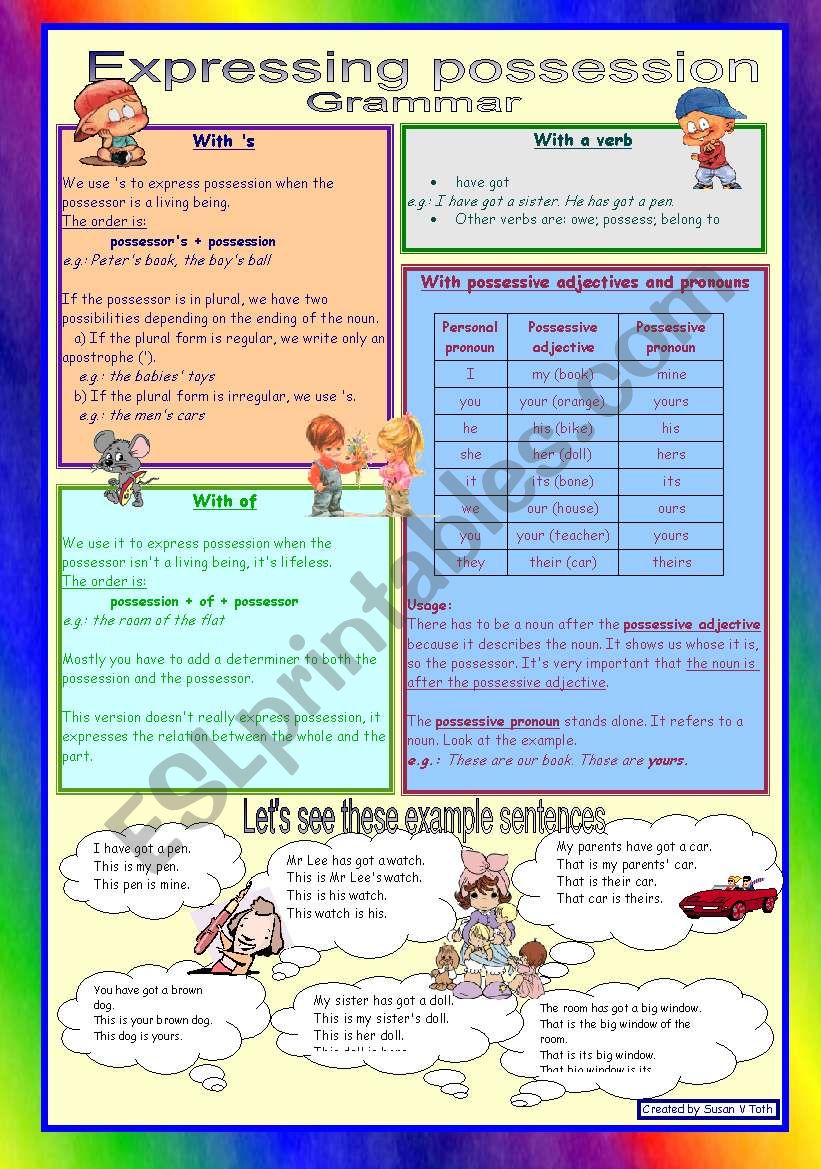 Expressing Possession Grammar With Examples ESL Worksheet By 