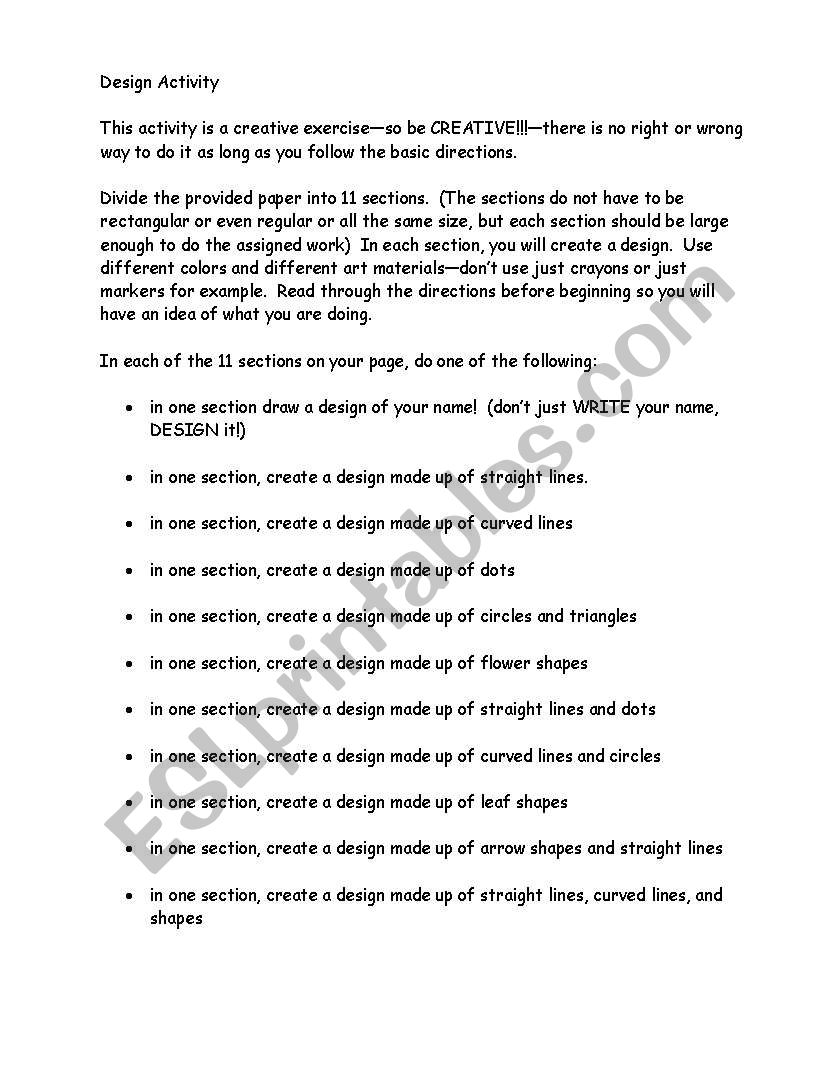 Design Activity worksheet