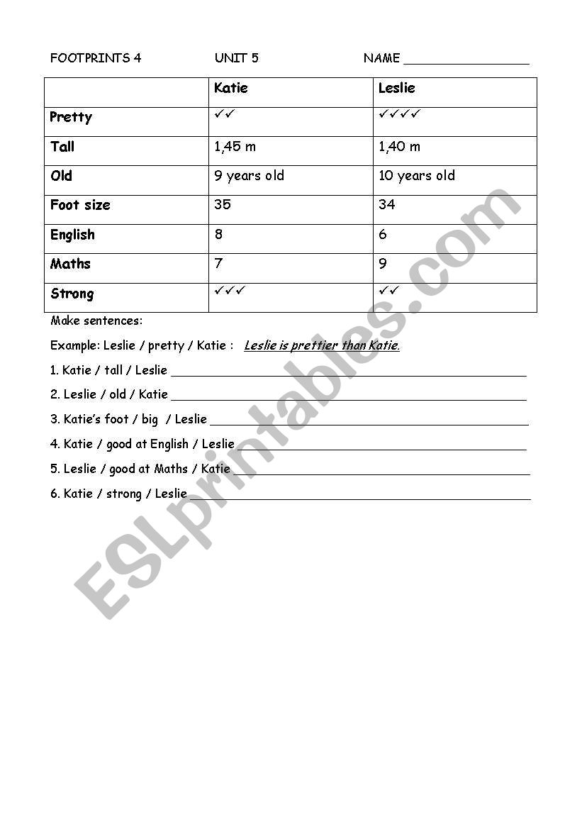 Comparative adjectives worksheet