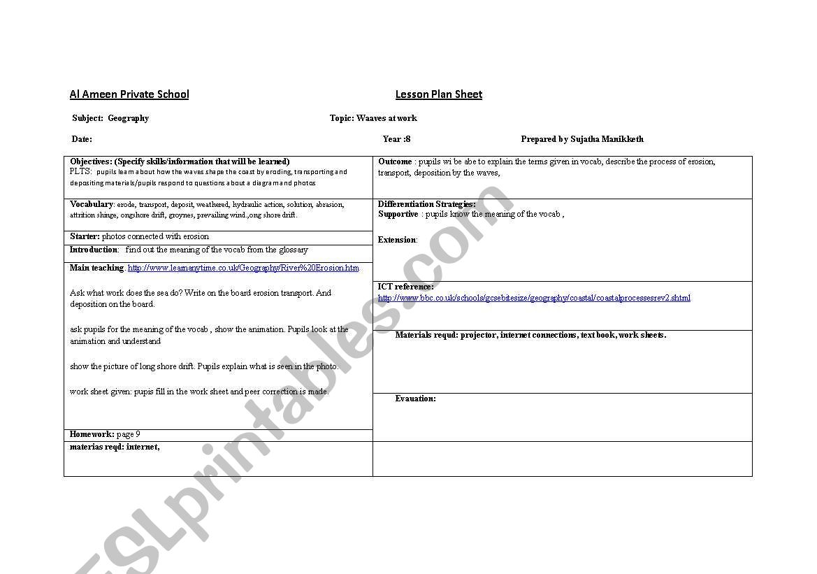 lesson plan worksheet