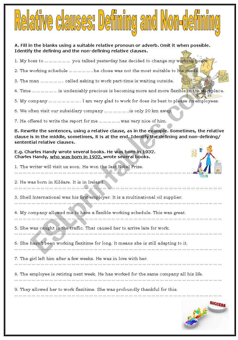 Defining And Non Defining Relative Clauses