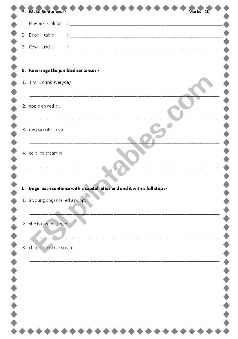 eng grammar worksheet