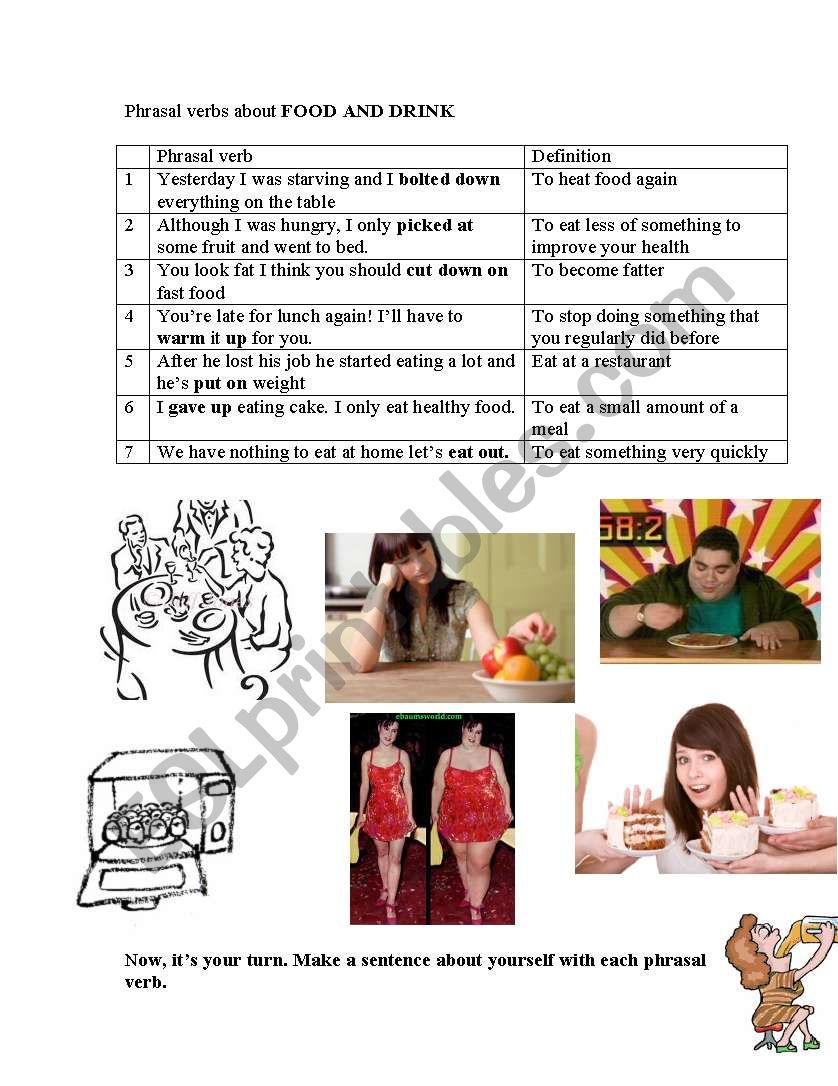 Phrasal Verb Food And Drink ESL Worksheet By Senna34