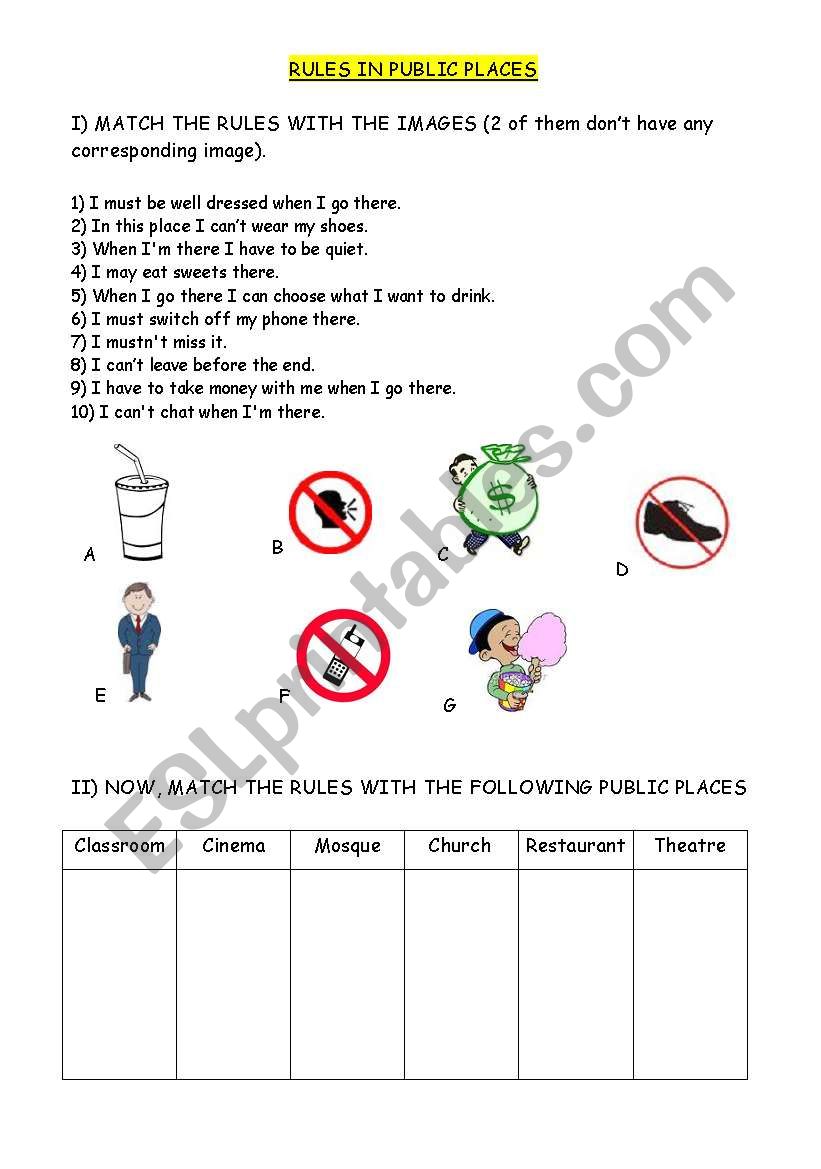 English worksheets: Rules