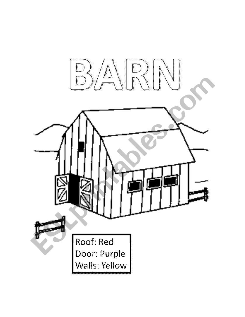 Color the parts of the barn worksheet