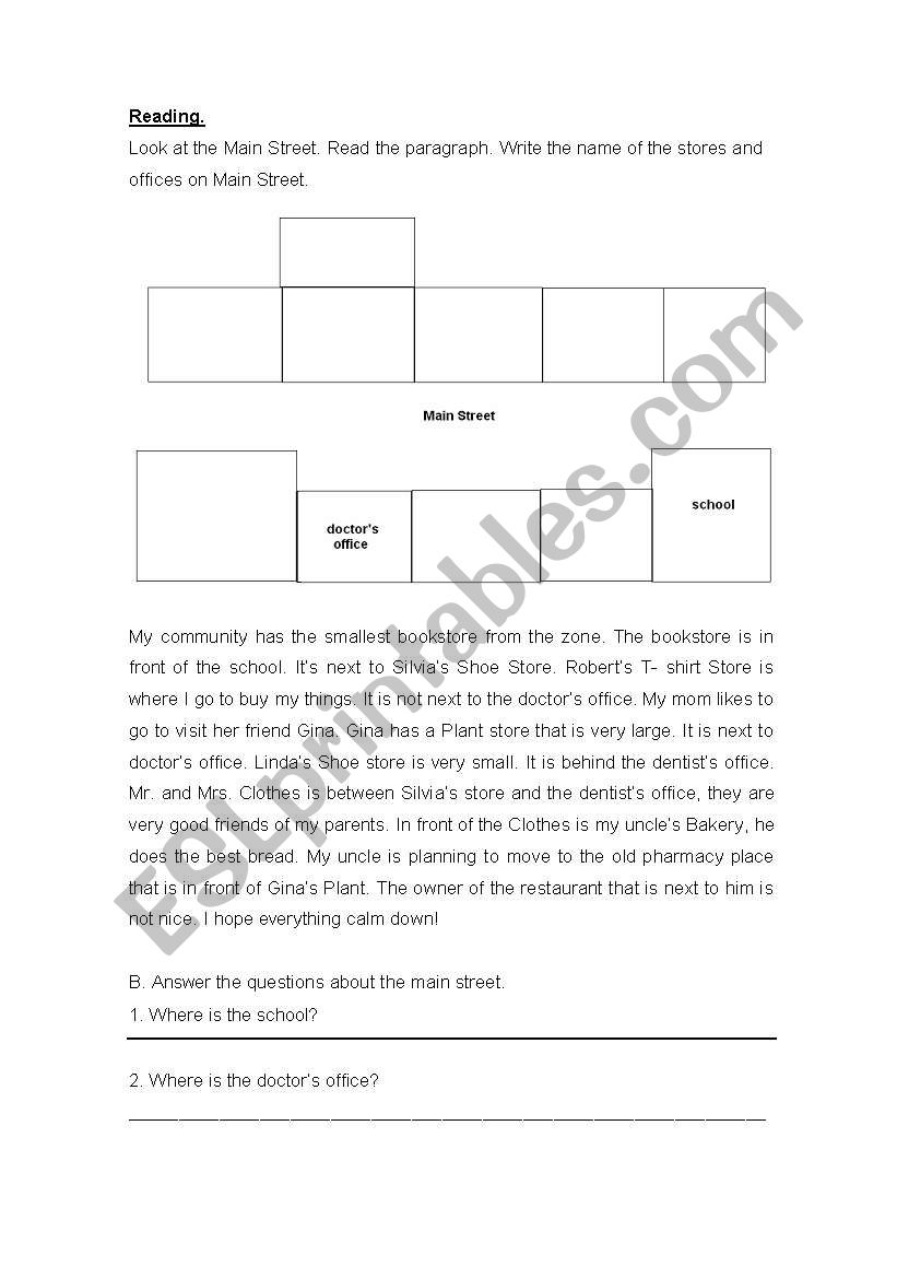 Prepositions- reading practice