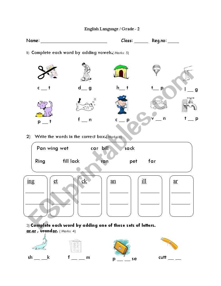 phonics worksheet