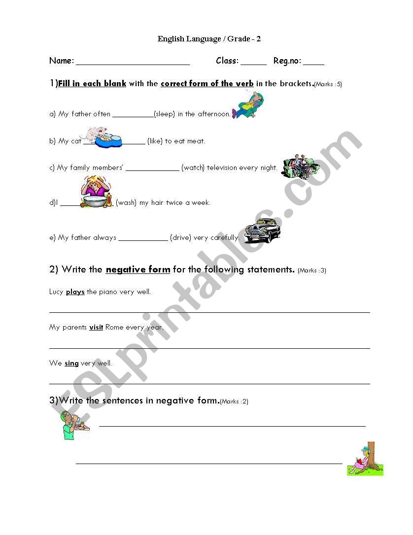 simple present tense worksheet