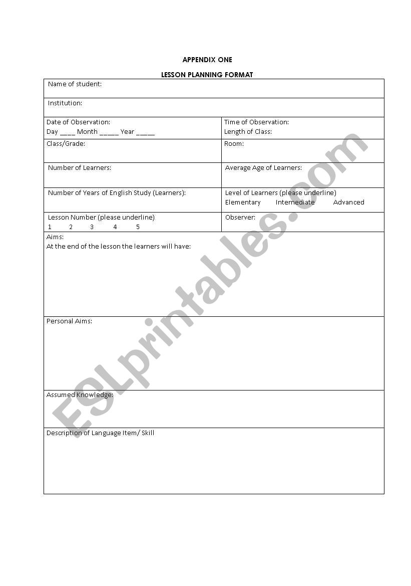 Practical activity worksheet