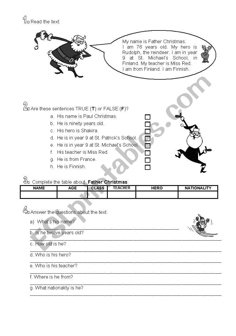 Father Christmas´ Personal Information - ESL worksheet by Sandra123