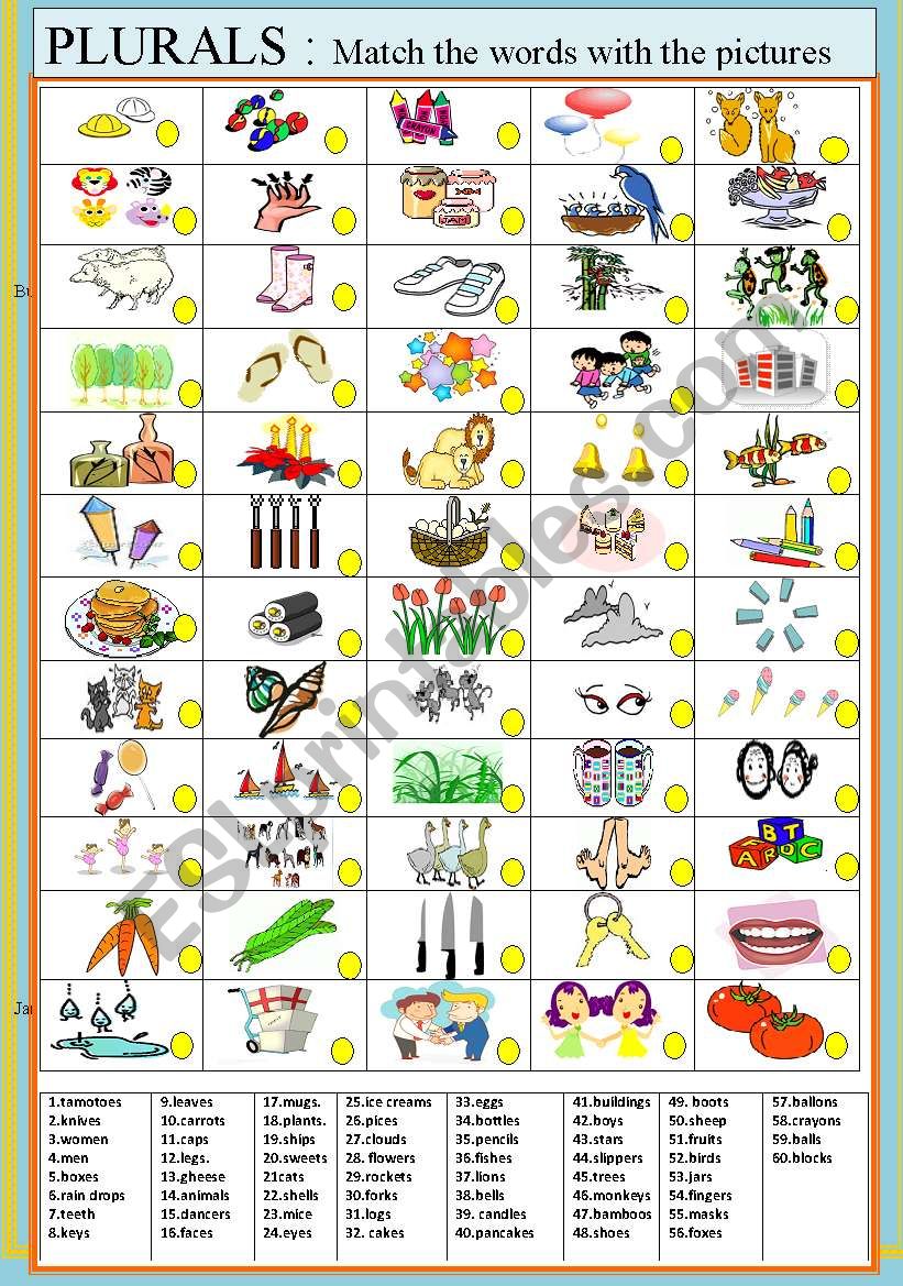 Plurals ESL Worksheet By Jhansi